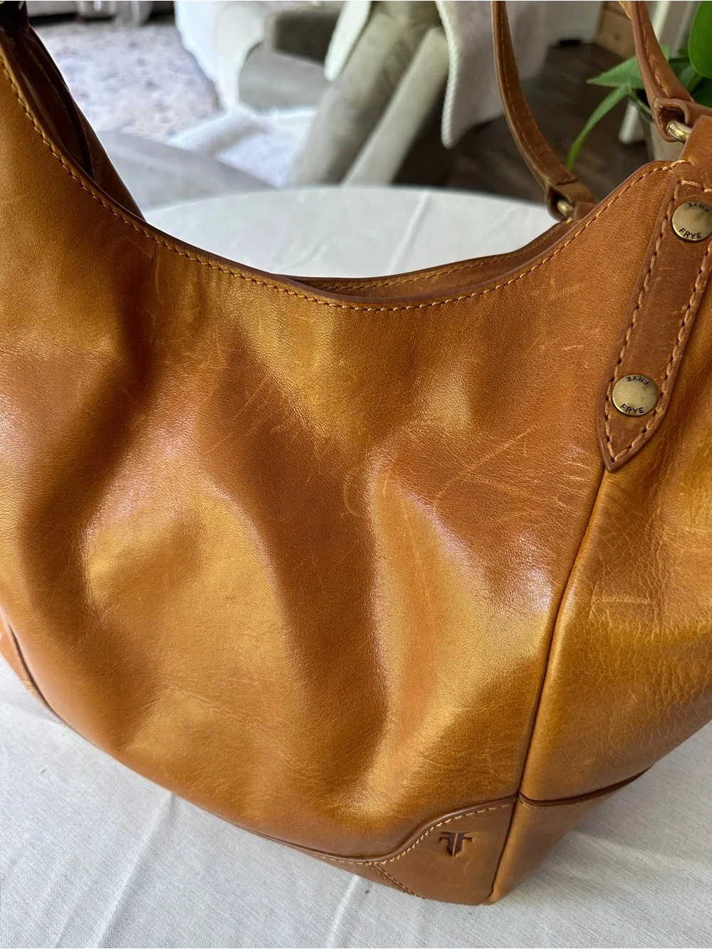 Frye Cognac Leather Hobo Shoulder Bag